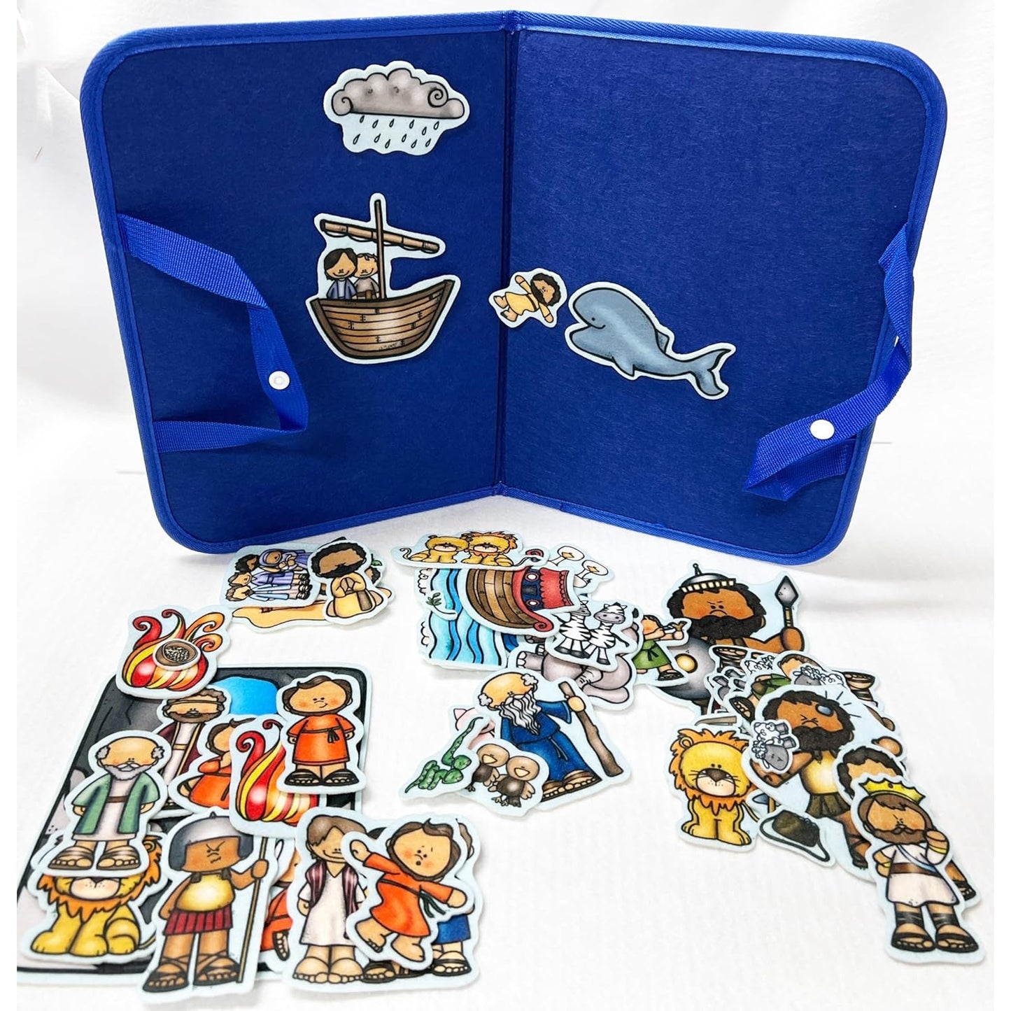 4+ Bible Story Set & Flannel Board Daniel Lion's Den David Goliath Jonah Whale Noah's Ark Felt Pieces Activity Sheets