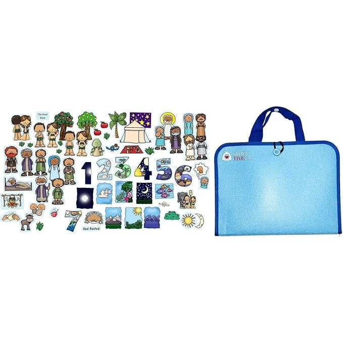 4 Bible Stories & Flannel Board Set- Creation Adam Eve Abraham Jacob Essau