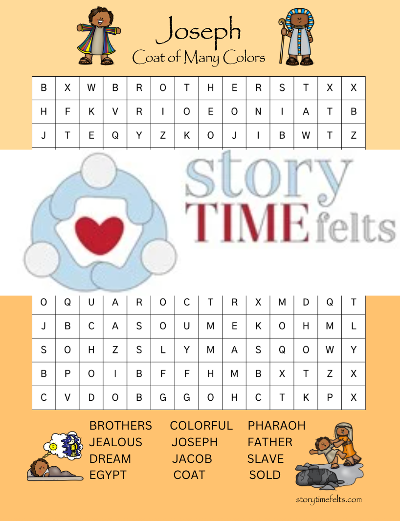 Joseph Coat of Many Colors Word Search Printable