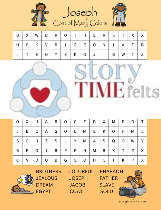 Joseph Coat of Many Colors Word Search Printable