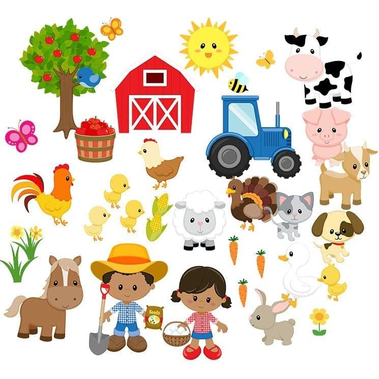 Farm Animals Felt Figures for Flannel Board Set Small- 37 pieces