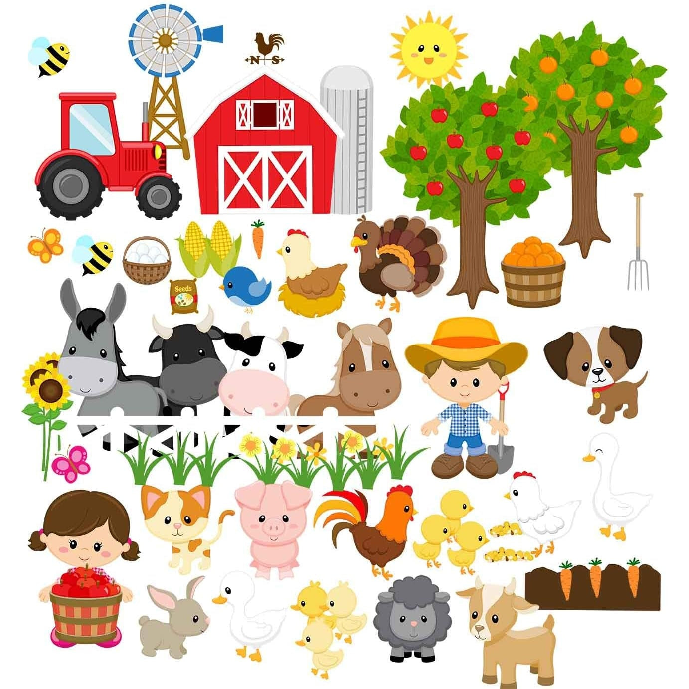 Farm Animals Deluxe 65 pc Felt Flannel Board Set