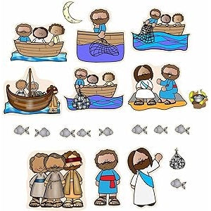 Jesus & Miraculous Catch Fishers of Men Bible Felt Figures