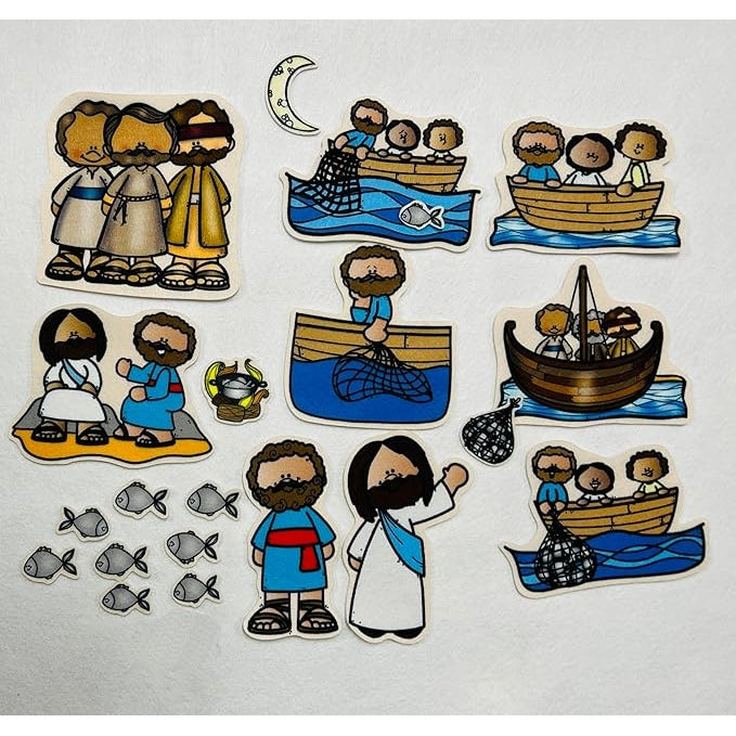Jesus & Miraculous Catch Fishers of Men Bible Felt Figures