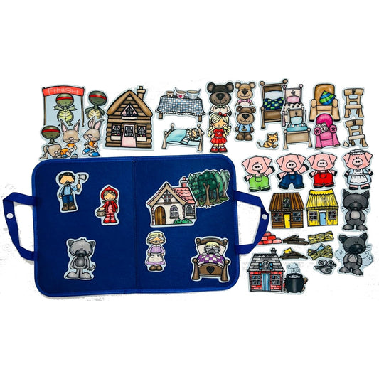Flannel Board & 4 Story Set Goldilocks Three Bears Three Little Pigs Red Riding Hood Tortoise & Hare
