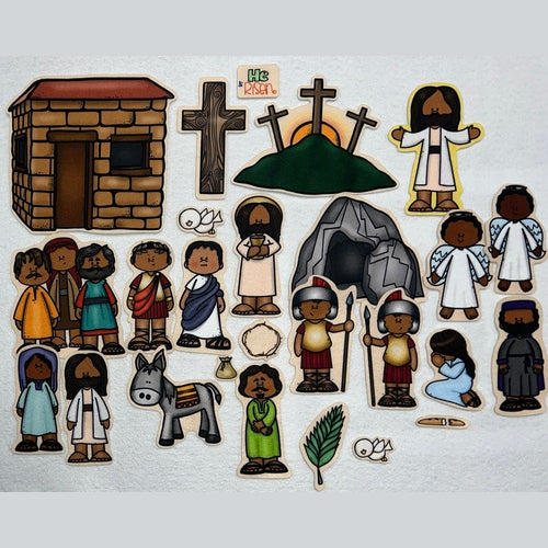 He Is Risen Dark Skinned Bible Felt Crucifixion Easter