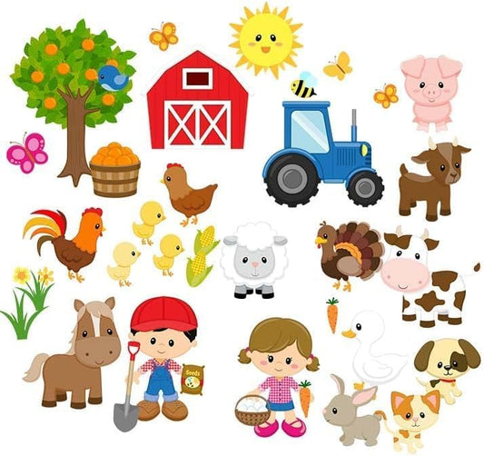 Farm Animals Felt Figures for Flannel Board Set small 36 pc