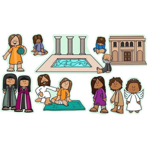 Jesus at The Pool of Bethesda Heals People Felt Bible Story