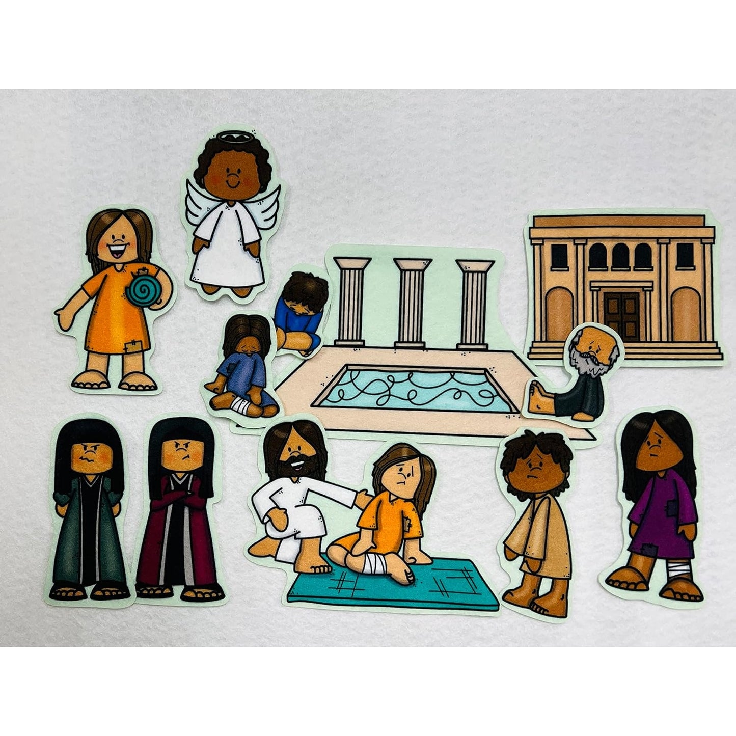 Jesus at The Pool of Bethesda Heals People Felt Bible Story