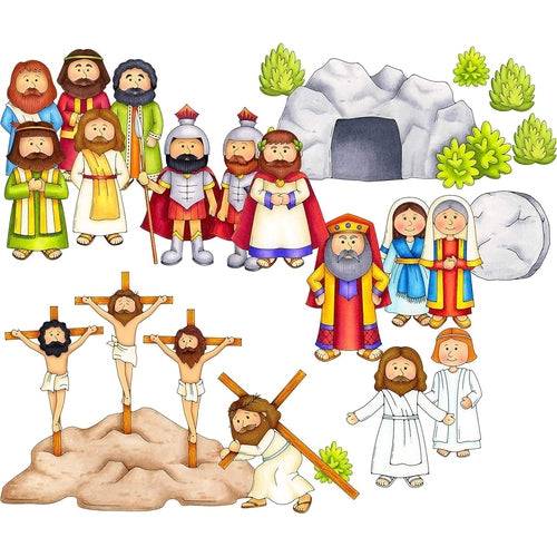 Easter Crucifixion Resurrection 19 pc Felt Figures